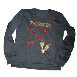 Prosecco ho ho ho ho holiday, Christmas, New Years Eve Top size small